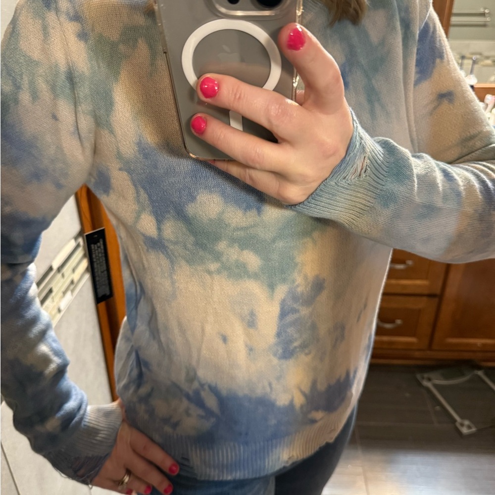 Tie-Dye Blue and Cream Women's Sweater